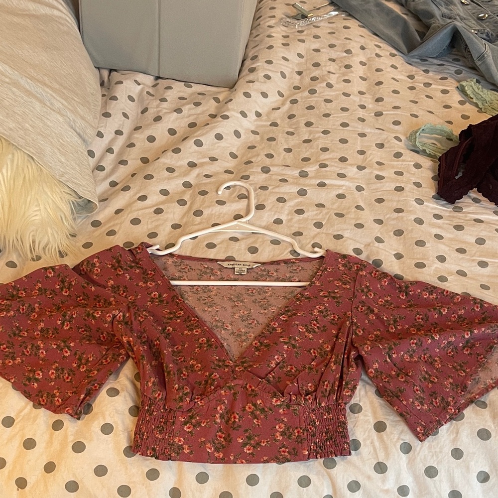 American Eagle Outfitters Floral Crop Top - Red